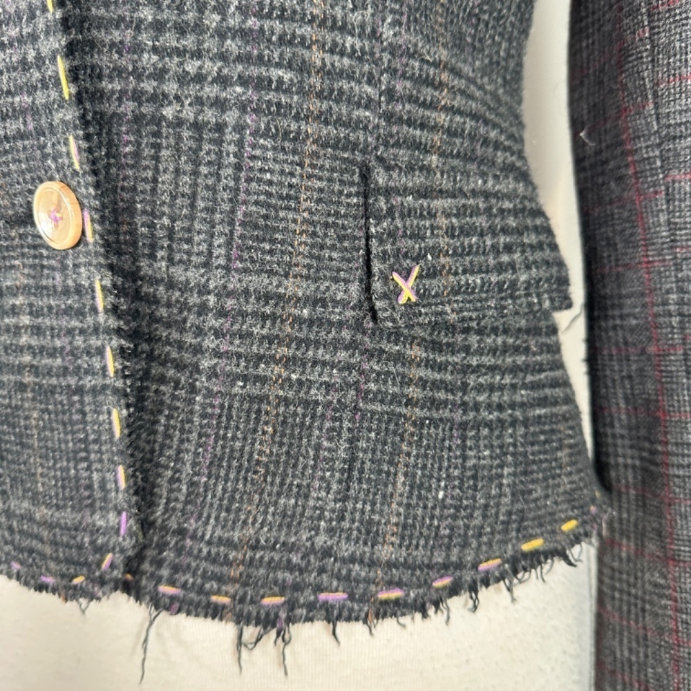 WET SEAL Y2K PLAID COTTON BLAZER JACKET Womens S Button Preppy Academia Girl - Picture 6 of 15